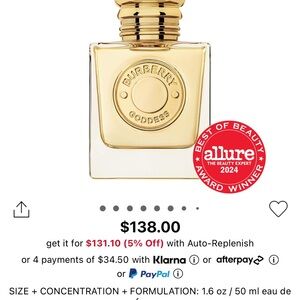 Burberry goddess eau de parfum 1.6 oz spray